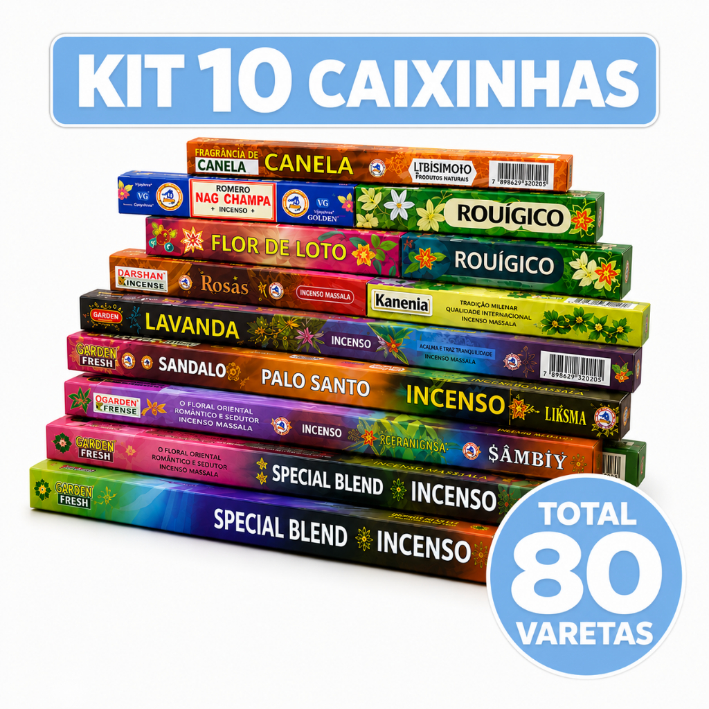 Imagem Incenso Natural Aromas Sortidos Special Blend 10 Caixas 80 Varetas Relaxamento