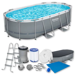 Piscina Estrutural Oval 7250L Completa Acessórios Escada + Bomba Filtro + Capa + Forro Bestway