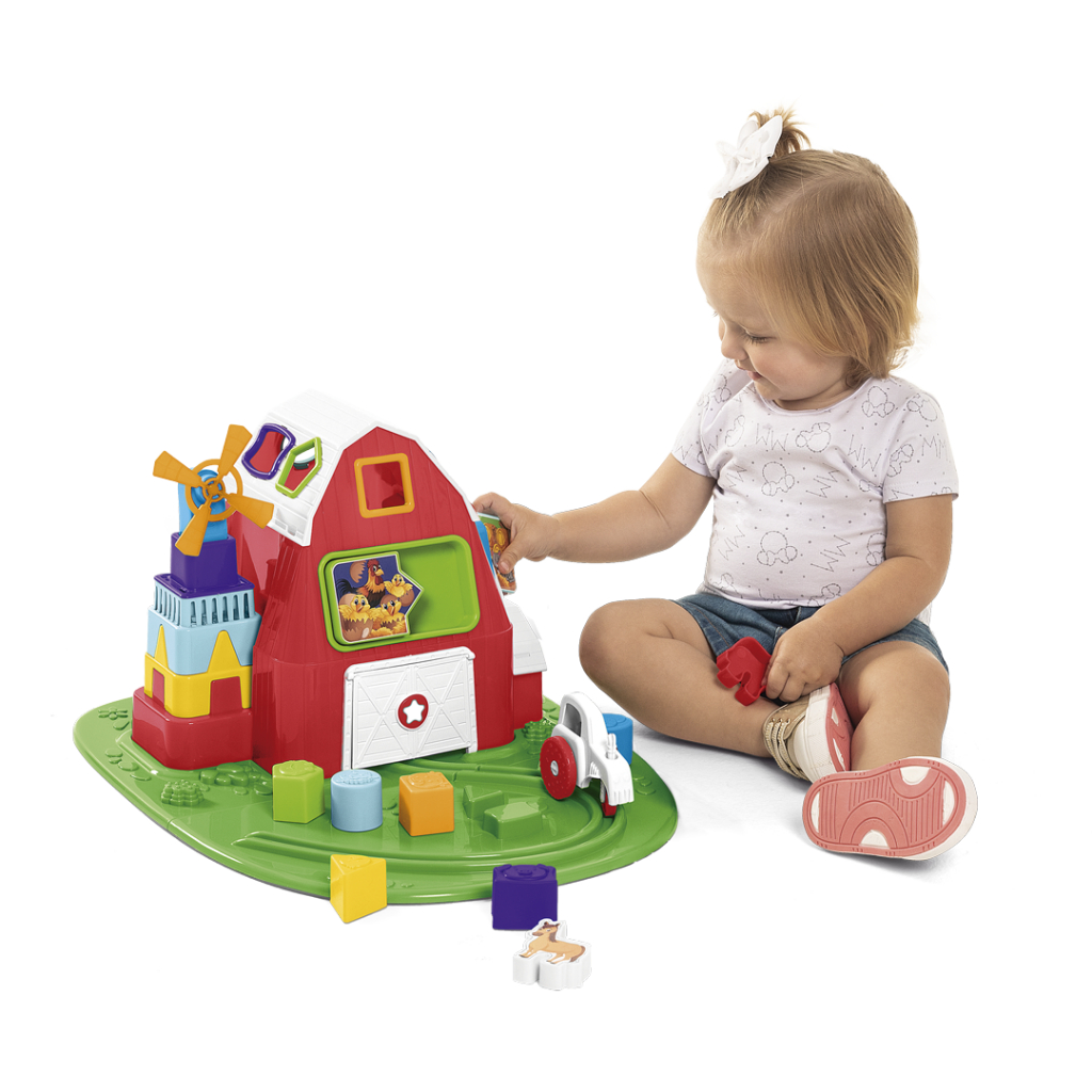 Brinquedo Infantil Didático e Educativo Fazendinha com Blocos de Encaixar e Empilhar Tateti