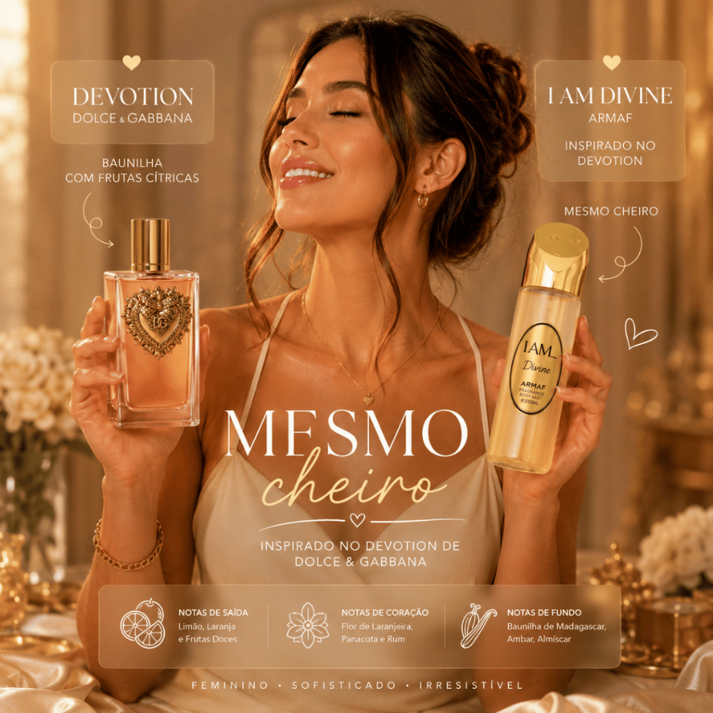 I Am Divine Inspirado no Devotion (Dolce & Gabbana) Baunilha frutas cítricas doces Body Mist - Armaf