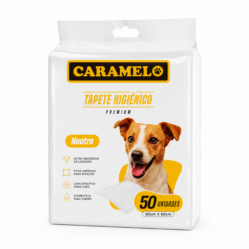 Tapete Higiênico Premium Cães 80x60 ou 60x60 Ultra Absorção Combate Mau Cheiro Ecológico - Caramelo