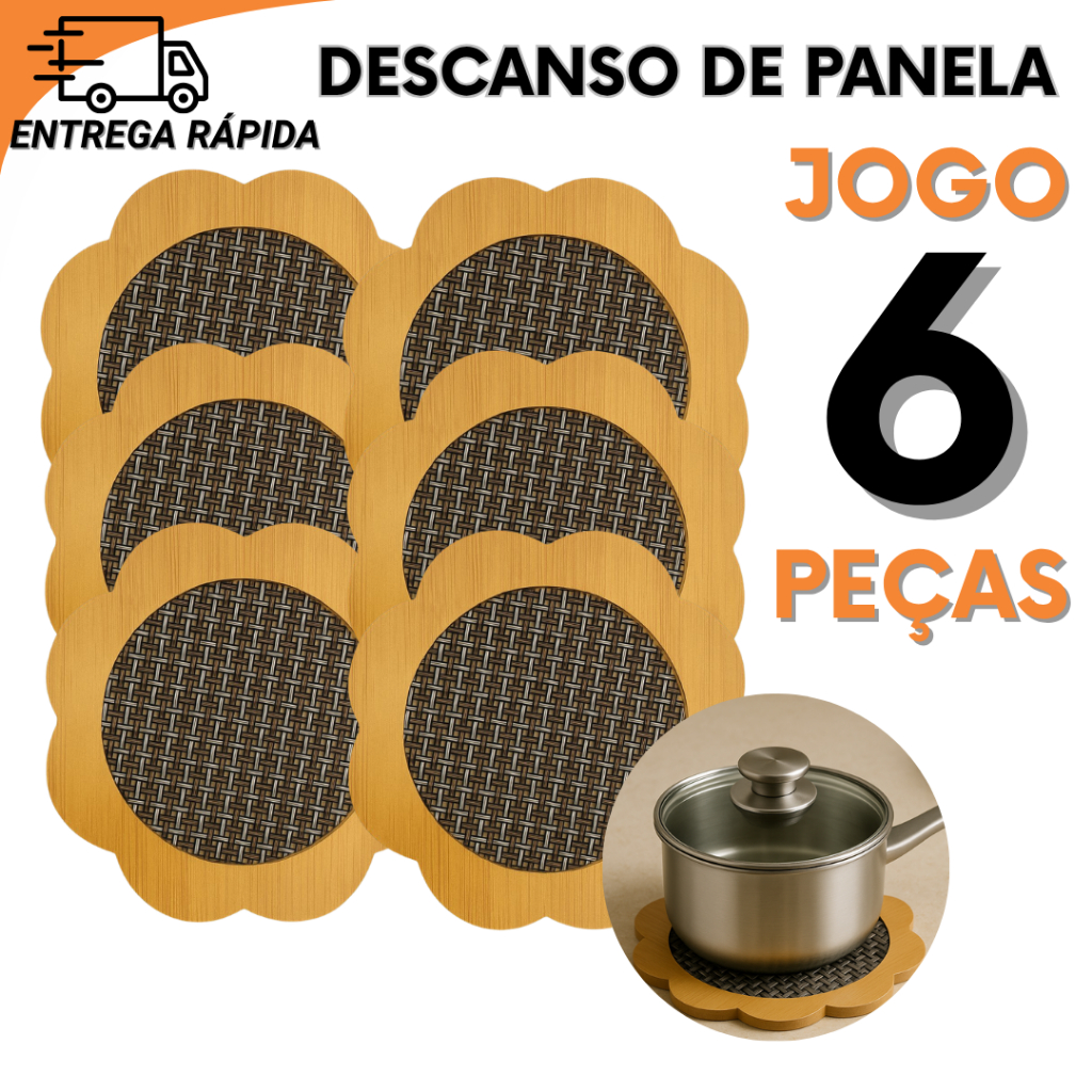 Jogo Peças Descanso para Panelas e Assadeiras Madeira Para Uso Diário e Profissional