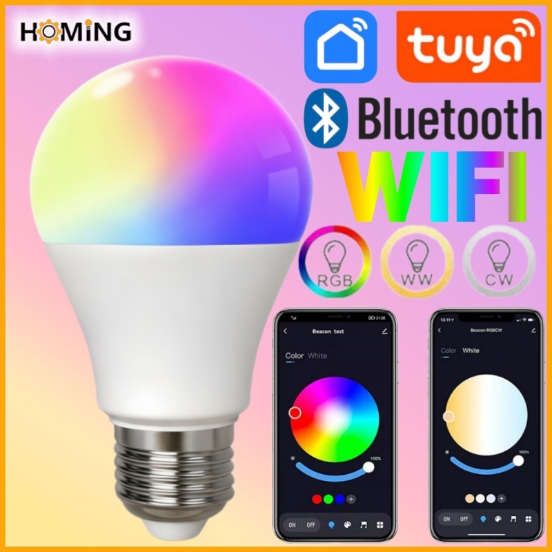 Lâmpada inteligente de 10W Controlada por Aplicativo, Bluetooth ou Wi-Fi Compatível Com Tuya ou Alexa ,Google Assistente