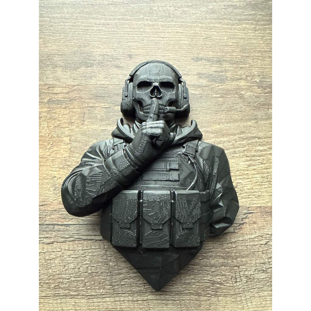 Busto Ghost Call Of Duty Parede Quadro 3D Setup Gamer Decoração Geek COD Enfeite Setup Gamer Streamer