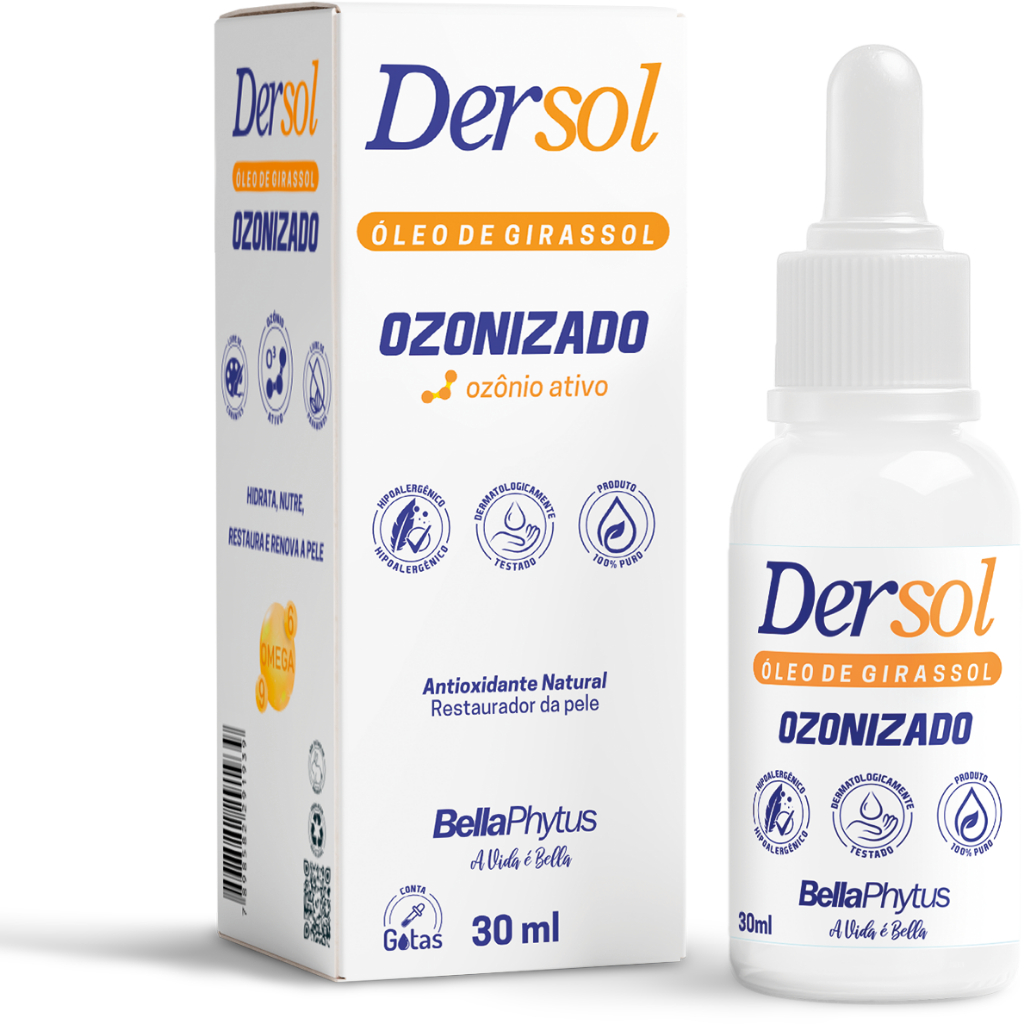 Óleo de Girassol Ozonizado Ozônio Ativo 30ml Hidrata, Nutre, Restaura e Renova a Pele - BellaPhytus