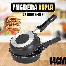 Frigideira Dupla Omeleteira Hamburgueira Antiaderente 14cm Panquequeira Virar