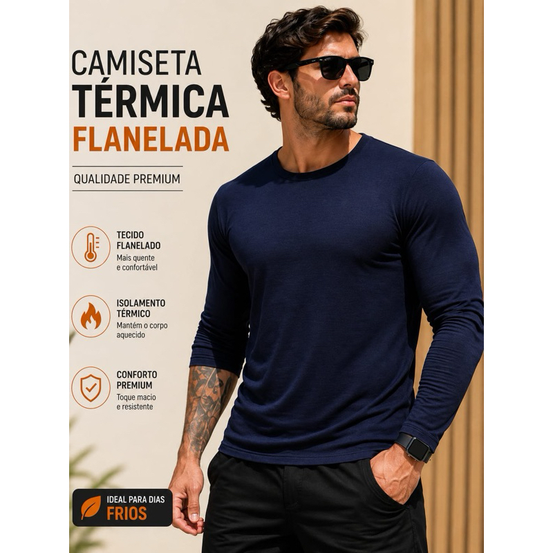 Blusa de Frio Camisa Segunda Pele Térmica Peluciada Manga Longa Masculina