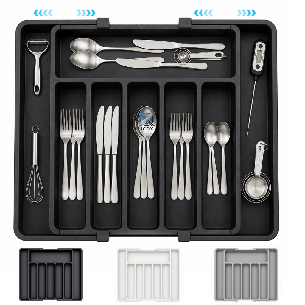 Organizador de Gaveta Porta Talheres Ajustável Expansível para Cozinha Bandeja Divisória Utensílios