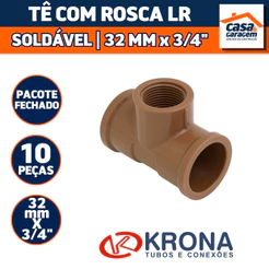 Kit Com 10 Te Soldável Com Rosca Lr 32mm X 3/4" 496 Krona