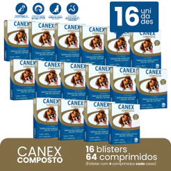Kit 16 Canex Composto Ceva Vermifugo para Cães - 4 Comprimidos