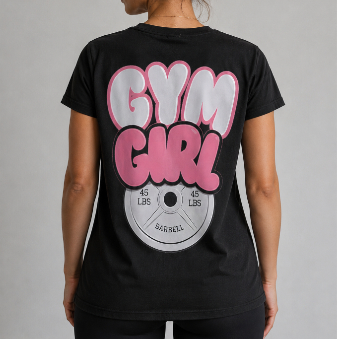 Camiseta Feminina Gym Girl Academia Estilo Streetwear Fitness Costas Casual Academia