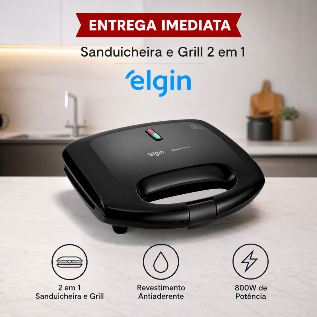 Sanduicheira Grill 2 em 1 Elgin Antiaderente 800w 127v