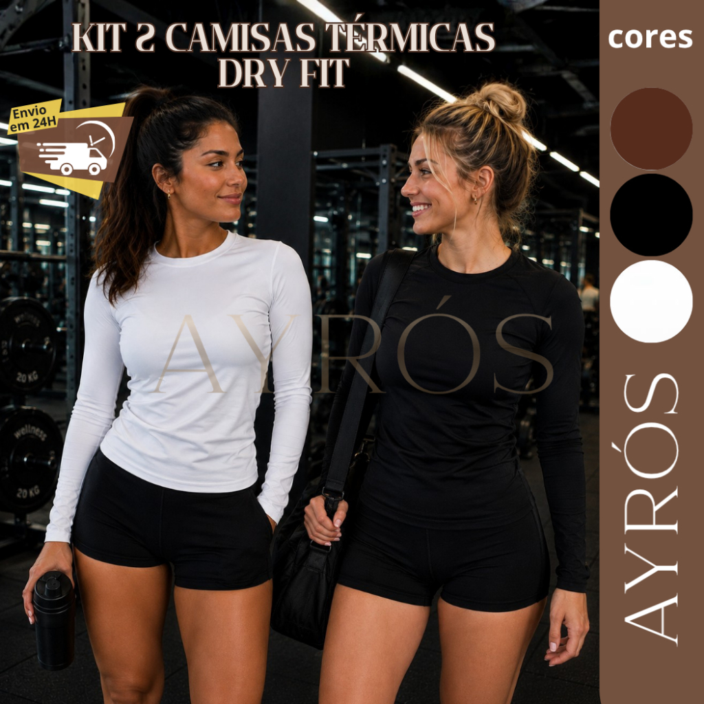 Camisas 1 ou 2 Térmica Feminina Proteção Uv 50 Segunda Pele Camiseta Blusa Fria Academia Manga Longa