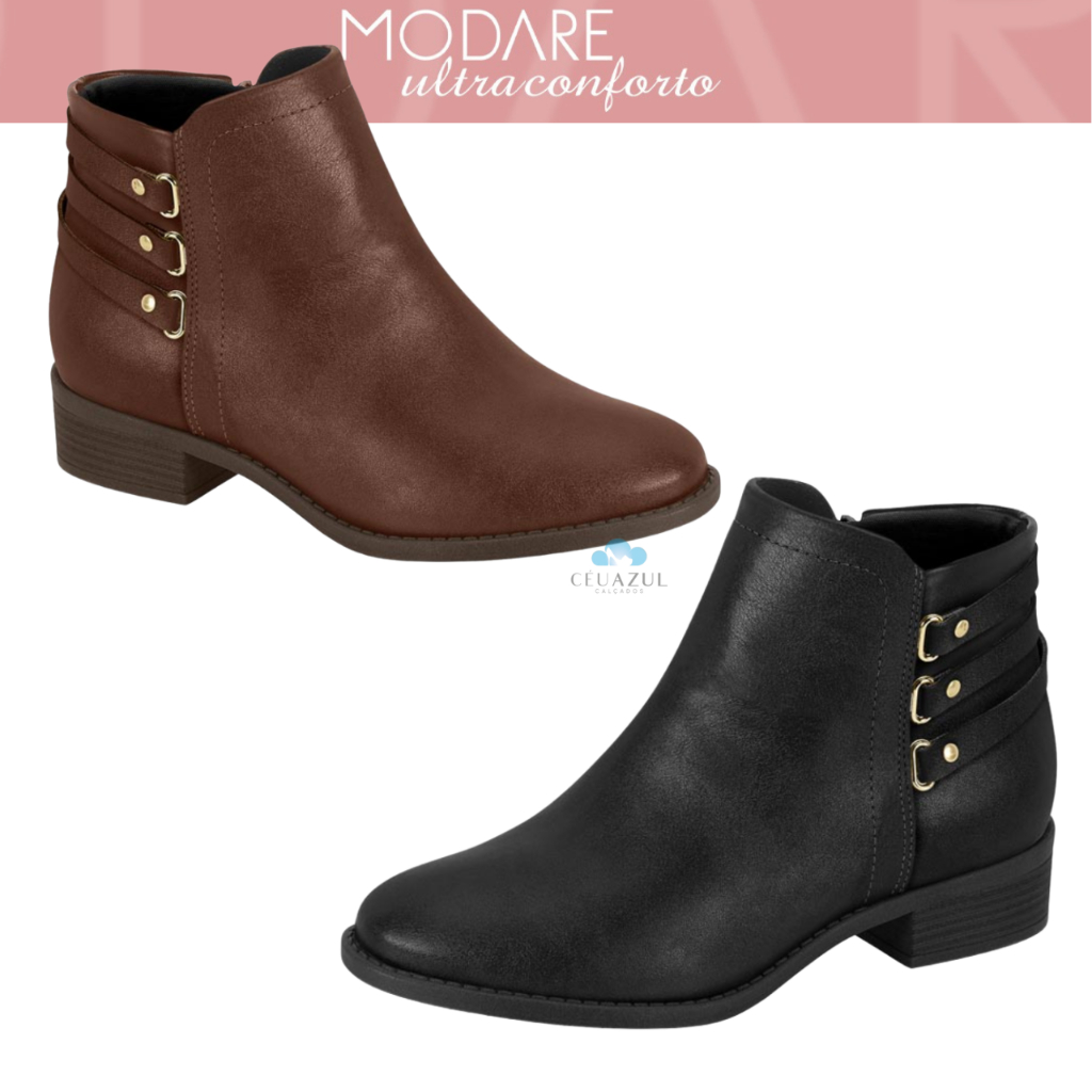Bota Feminina Modare Ultraconforto Cano Curto Básica Original
