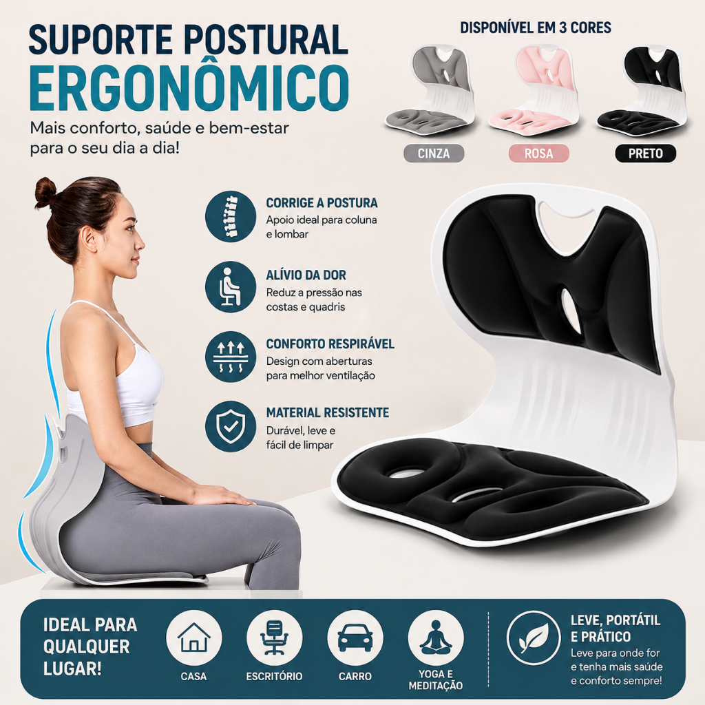Almofada Ergonomica S Suporte Lombar Corrige Postura Alivia Dor Conforto Para Cadeira