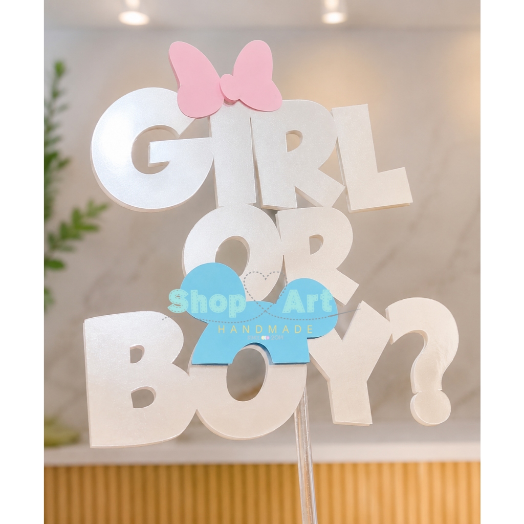 Decoração para Bolo p/ Chá Revelação Topo para Bolo Topper de Bolo Boy or Girl a Pronta Entrega (ENVIO IMEDIATO)