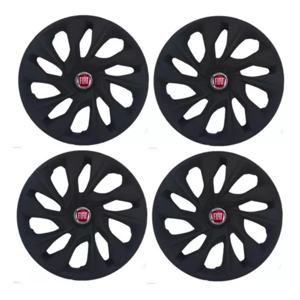 Jogo Calota DS4 Fiat Preto Fosco Ideia Linea Marea Palio Premio Punto