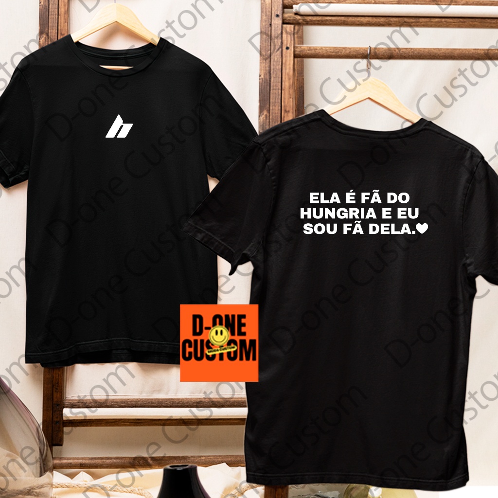 Camisa Camiseta Hungria Fãs Hip-Hop Estampa Para Casal Namorado Ela é Fã Do Hungria Eu Sou Fã Dela