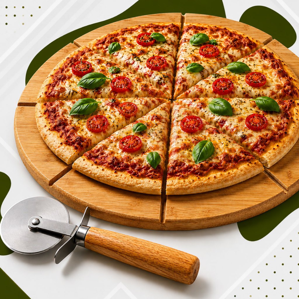 Kit Tábua Refratária Guia de Corte Pizza E Cortador Bolo Frios Churrasco Tabua com Com Divisórias