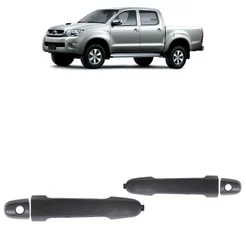 Maçaneta Externa Porta Dianteira Hilux 2005 2006 2007 2008 2009 2010 2011 A 2015 Preto Texturizado