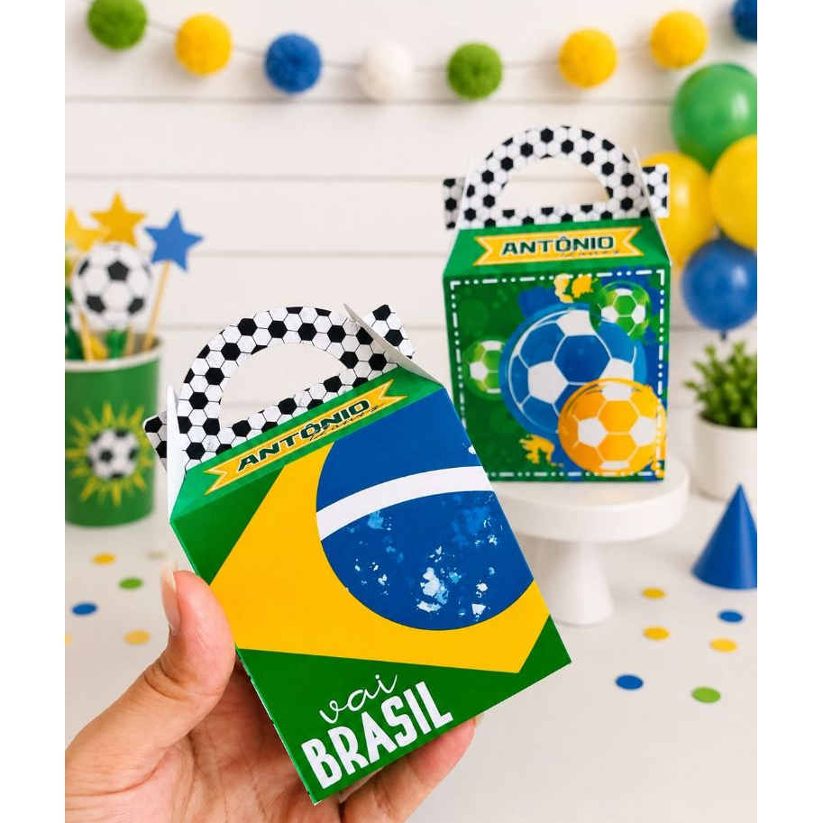 Maletinha personalizada Brasil, caixinha copa do mundo, caixinha personalizada brasil, caixinha futebol, pegue e monte