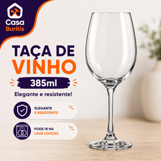 Taça Vinho Vidro 385ml Taça De Vinho Resistente Taça De Vinho Tinto Taça de Vinho Grande Kits