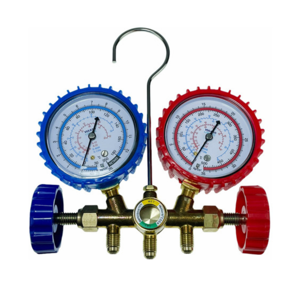 Manifold Analógico Vulkan Gás R12 R22 R134a R404a com Visor e sem Mangueira