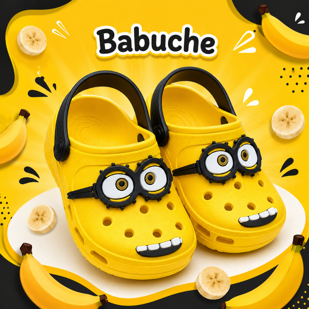 Babuche Infantil Minions Menino Calce Fácil Confortável Antiderrapante Sandália Amarela