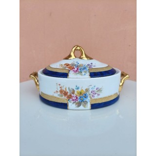 pote decorativo de porcelana com tampa vintage antigo (Usado)