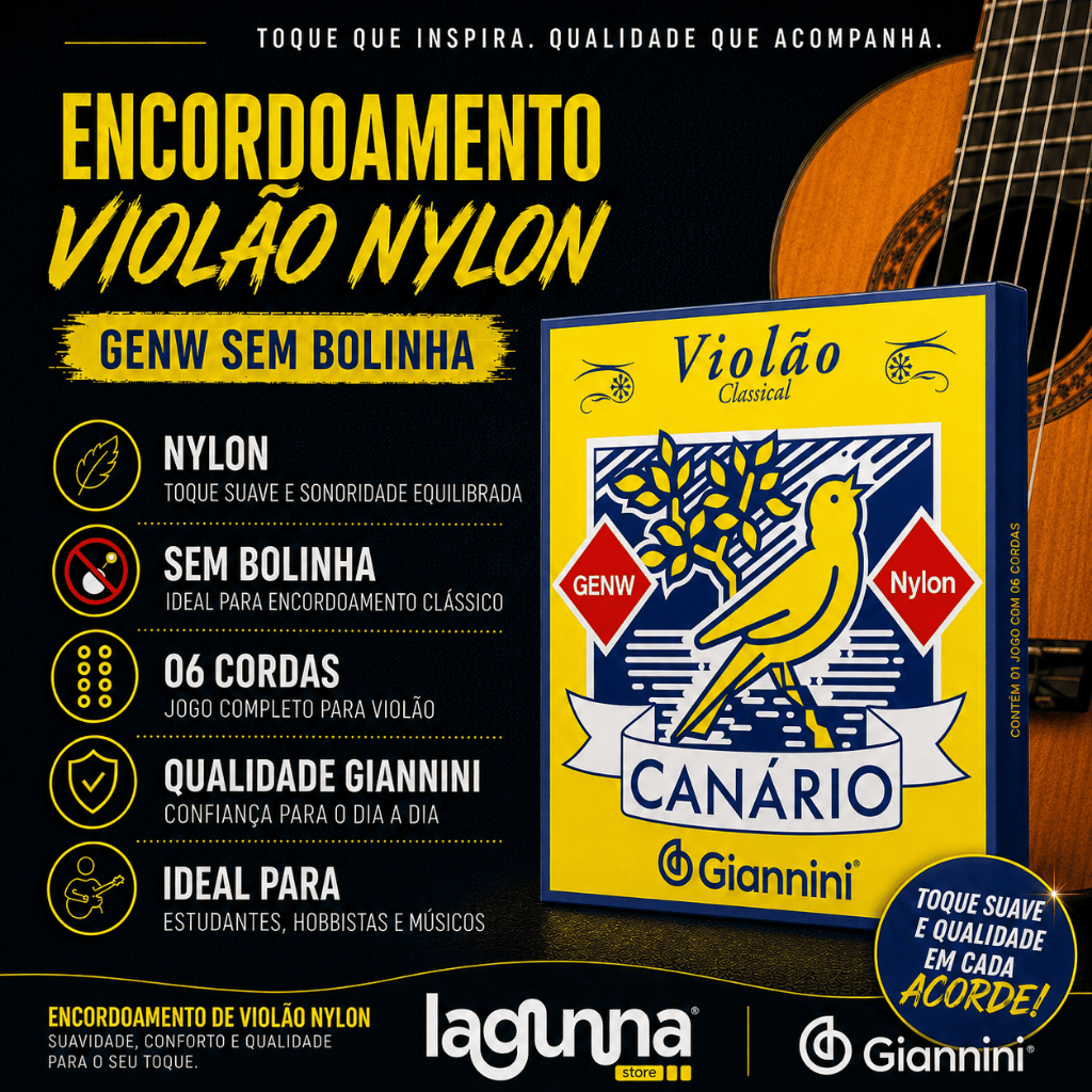 Encordoamento Violão Nylon Giannini Canário GENW Tensão Média