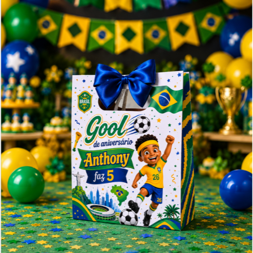 Sacolinha Personalizada Tema futebol para lembrancinha - Pegue e Monte