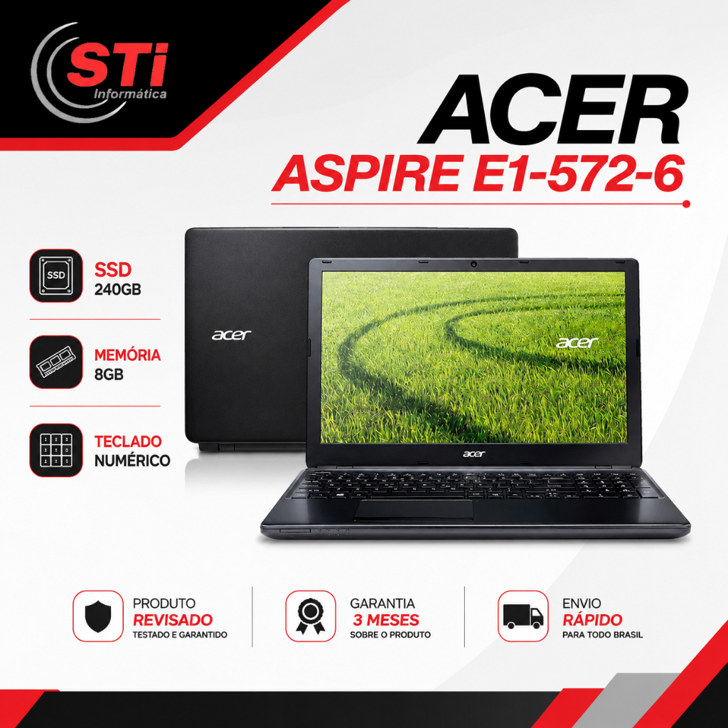 Notebook Acer Aspire E1-572-6 | SSD 240GB | 8GB RAM | Teclado Numérico |