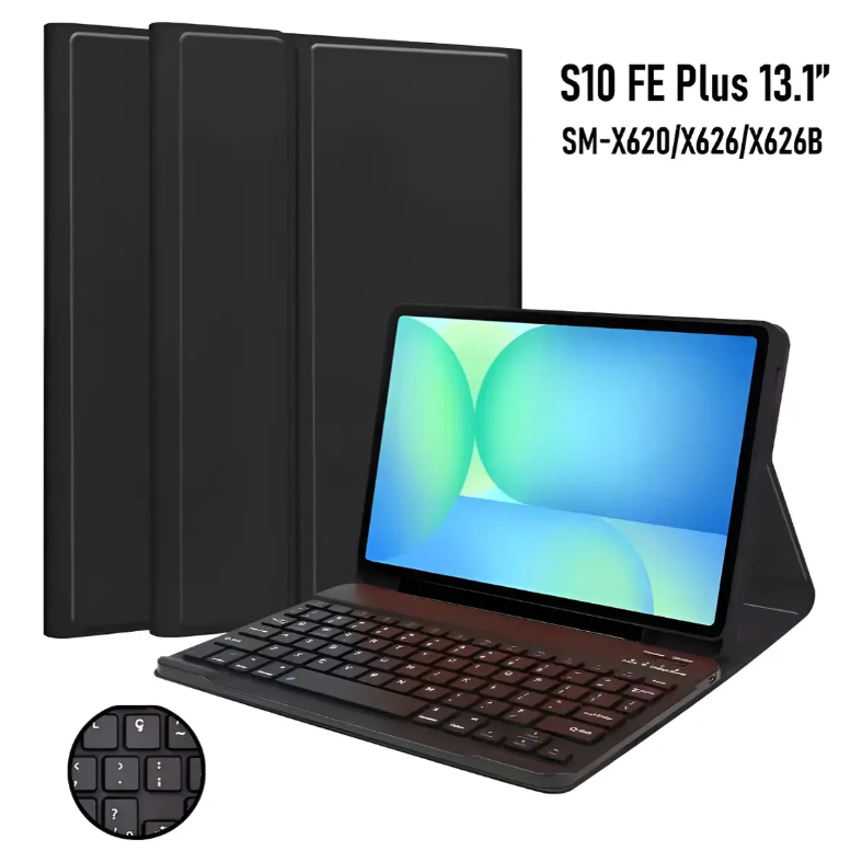 Capa Com Teclado Bluetooth P/ Tab Galaxy S10 Fe Plus 13,1'