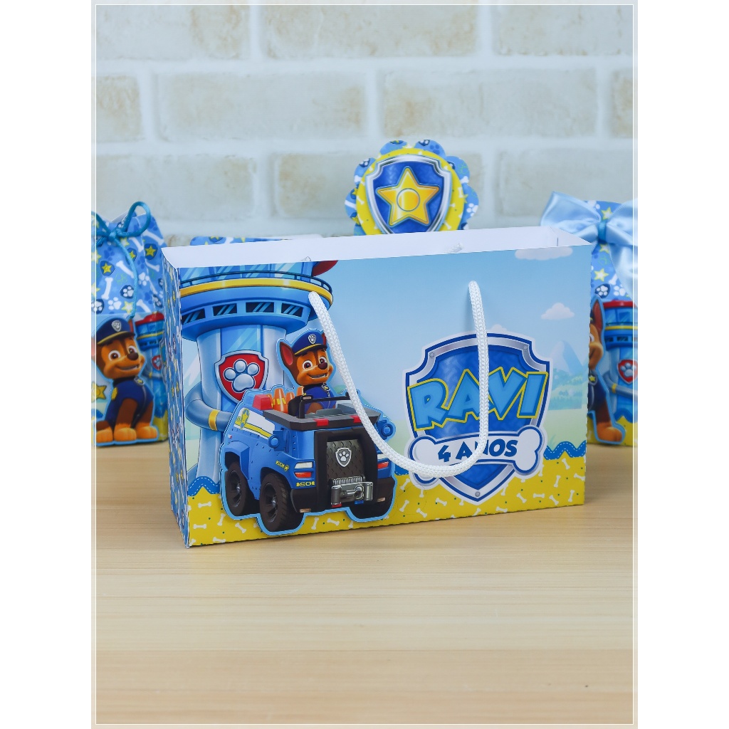 sacolinha personalizada chase patrulha canina-lembrancinha personalizada-festa personalizada-aniversario personalizado