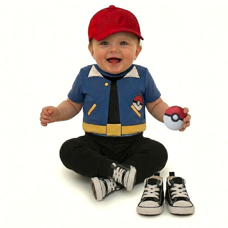 Body Temático Ash Pokémon Pikachu Desenho mesversário bebê