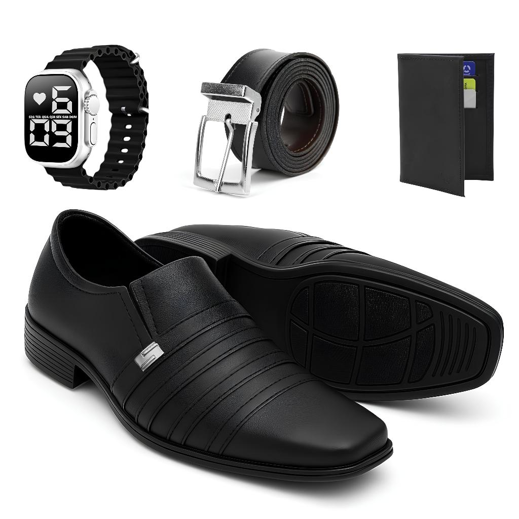 Kit Sapato Masculino Oxford Social Italiano Esporte Fino + Relógio Pronta Entrega Promoção
