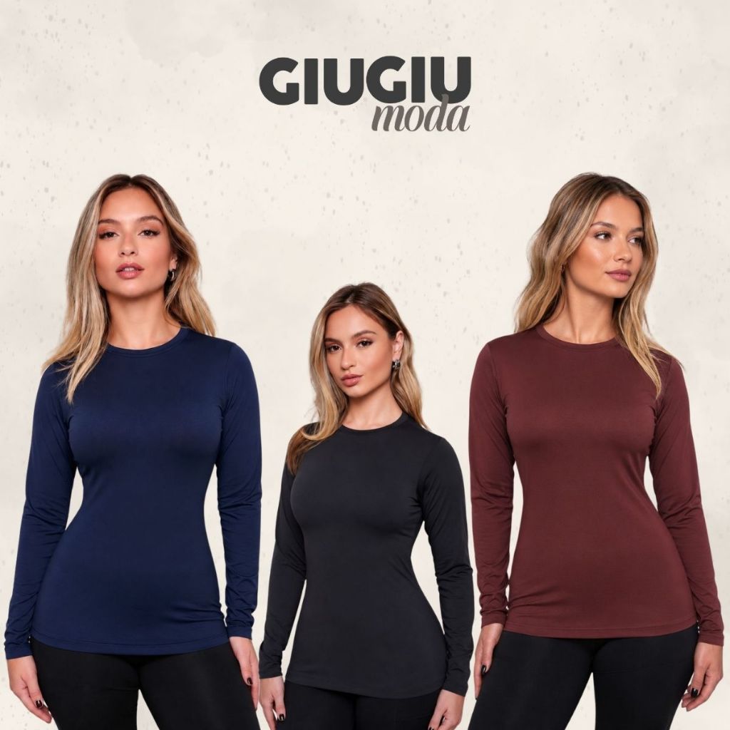 Camiseta UV Feminina Proteção Solar UV+50 Segunda Pele Térmica Manga Comprida