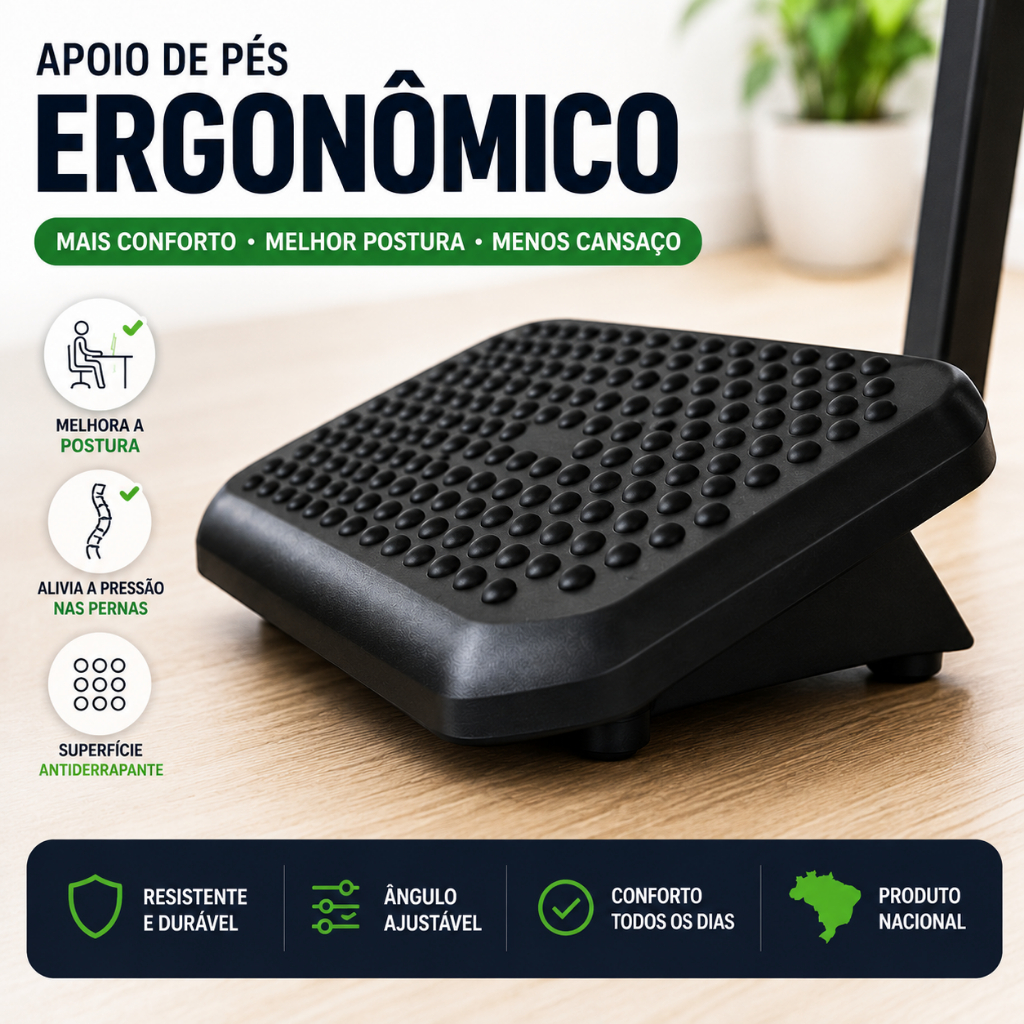 Apoio Ergonômico para Pés Inclinável com Função de Massagem Ajustável Confortável