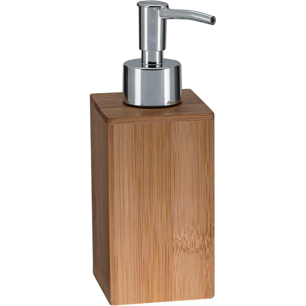 Dispenser Porta Sabonete Líquido 200ml Banheiro E Lavabo Em Bambu