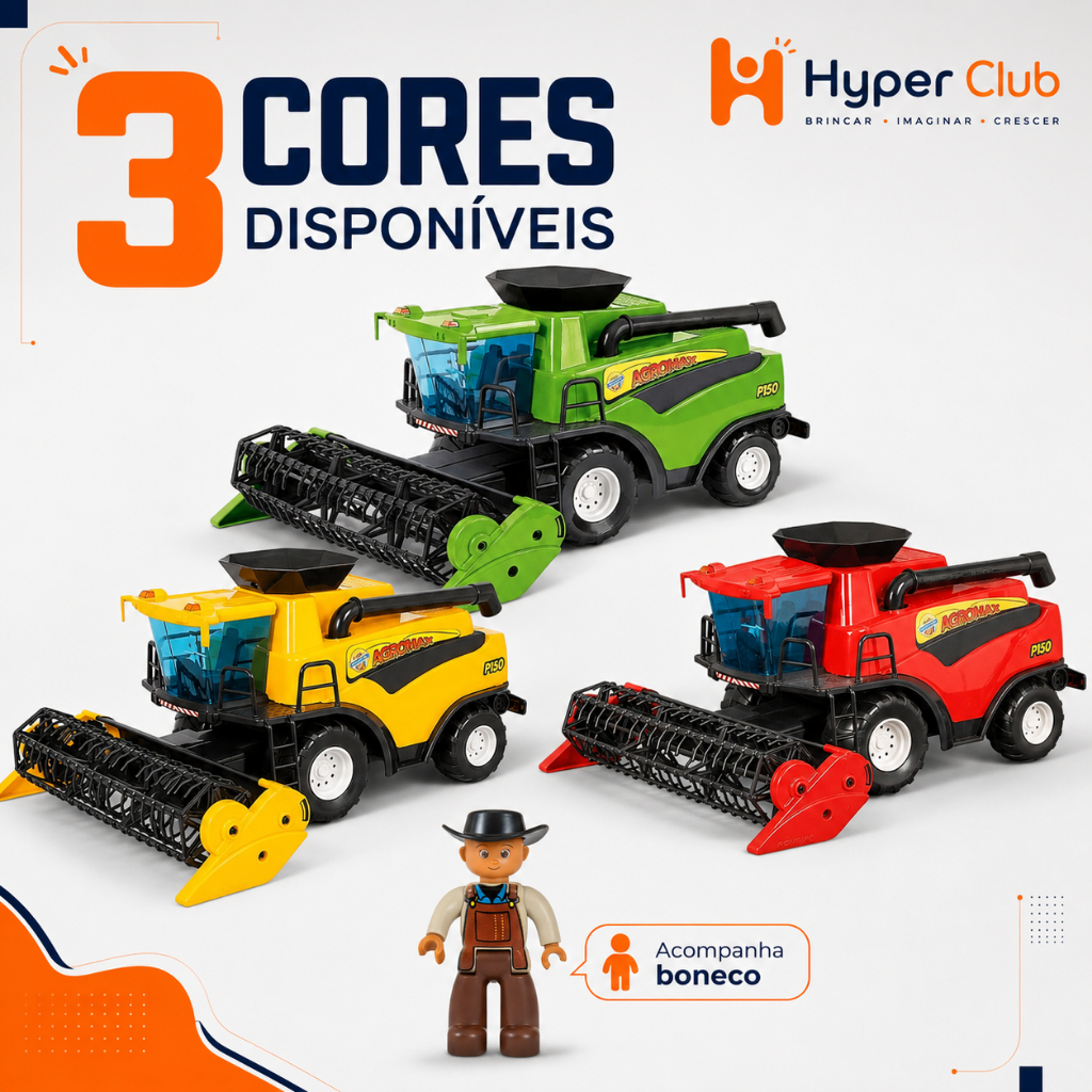 Colheitadeira Grande 51cm Brinquedo Trator com Boneco Colecionavel Adulto e Infantil