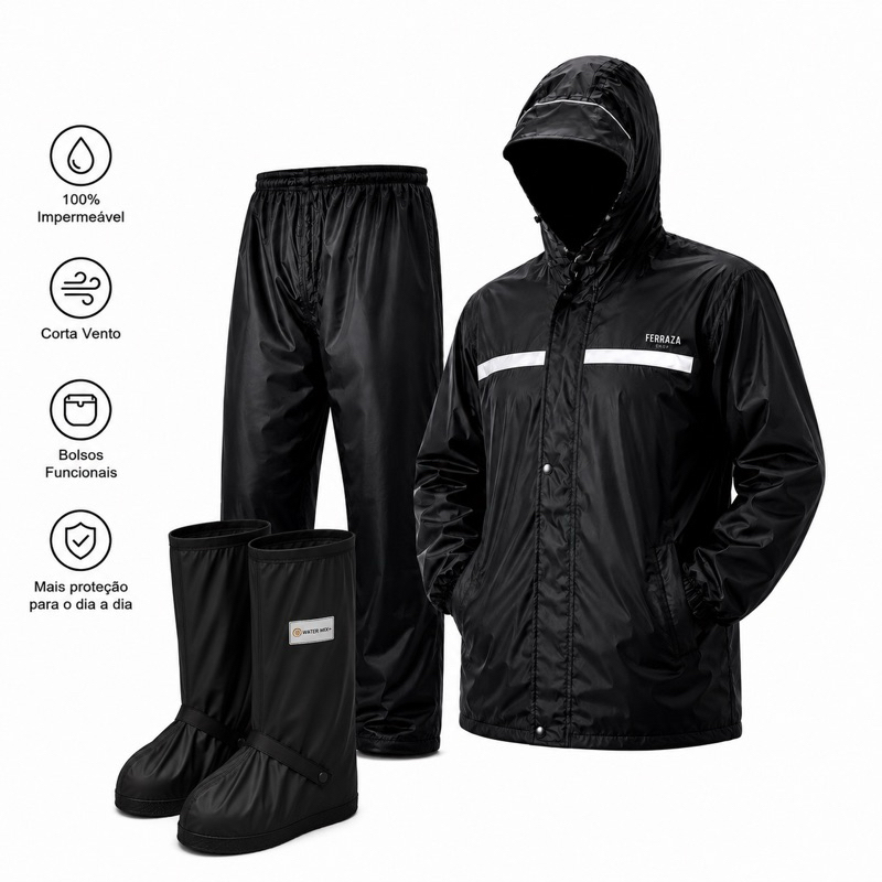 kit Capa De Chuva e Bota OU somente Bota ou Somente Capa Motoqueiro Reforçada Pvc Resistente Original