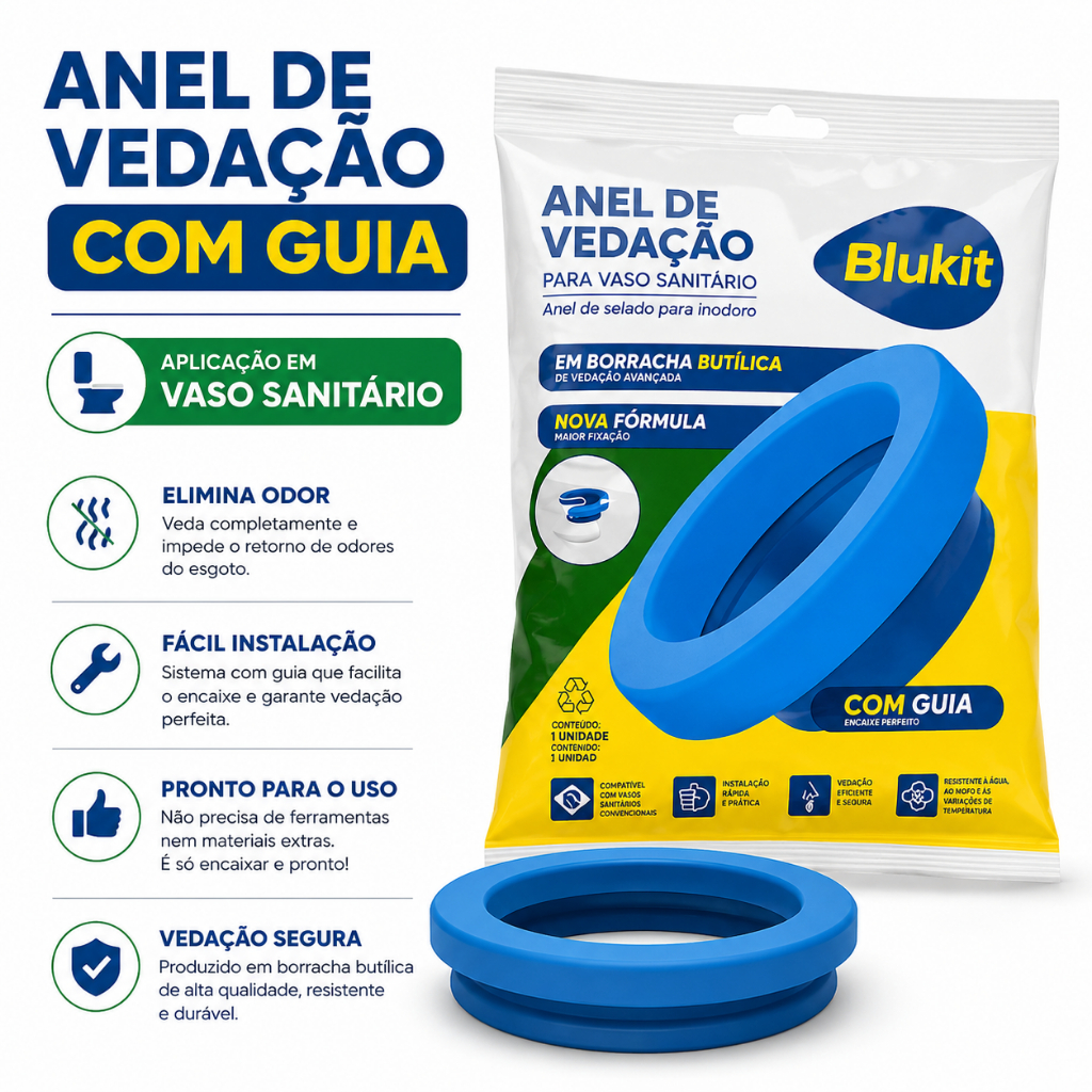 Kit 3 Anel de Vedação para Vaso Sanitário Blukit