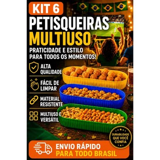 Kit 6 Petisqueiras Multiuso Petisco Azul Verde Amarela