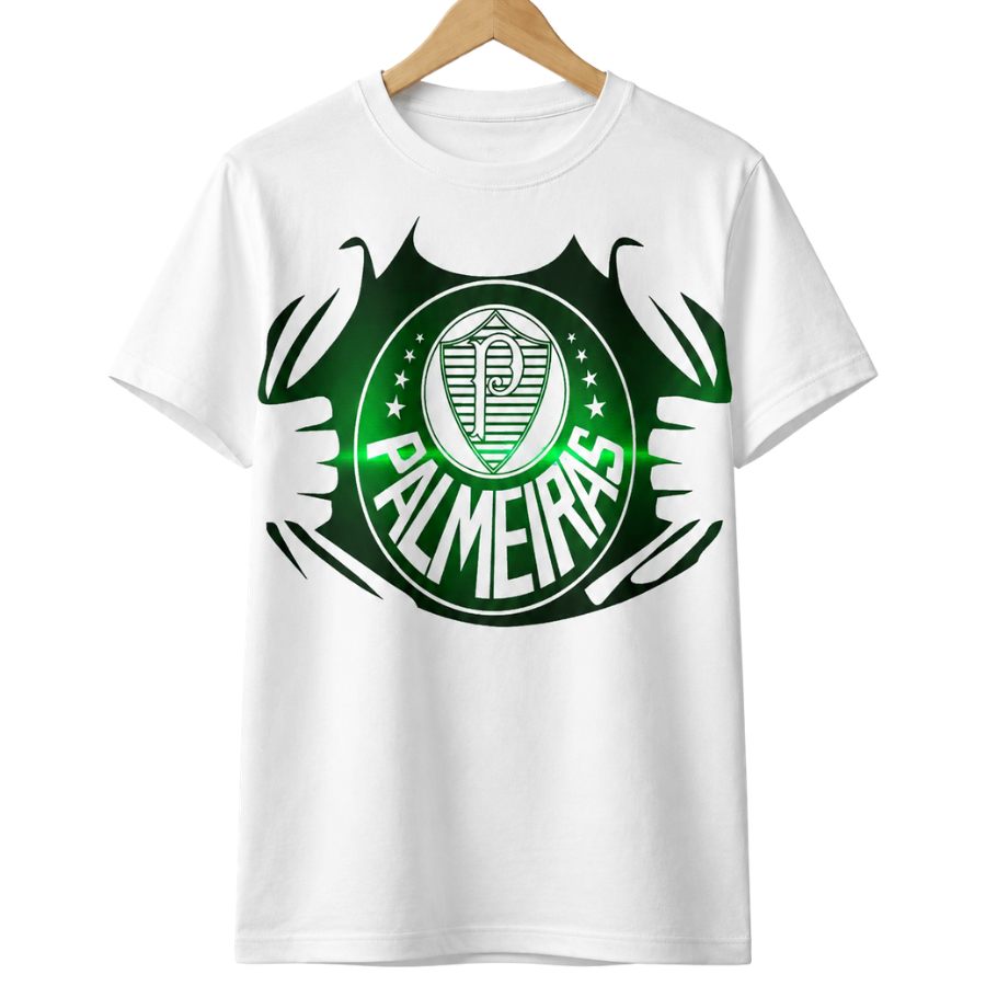 Camiseta Infantil Estampa Palmeiras Camisa Porco Brasil Time Coração Blusa Mascote Torcida