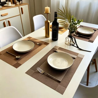 Kit com 5 Esteiras para Refeições Ocidentais, Resistente ao Calor, Limpeza Simples, Corte a Quente
