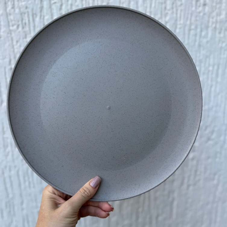 Imagem Prato Raso Em Fibra De Bambu Bege e Cinza 27cm Hauskraft