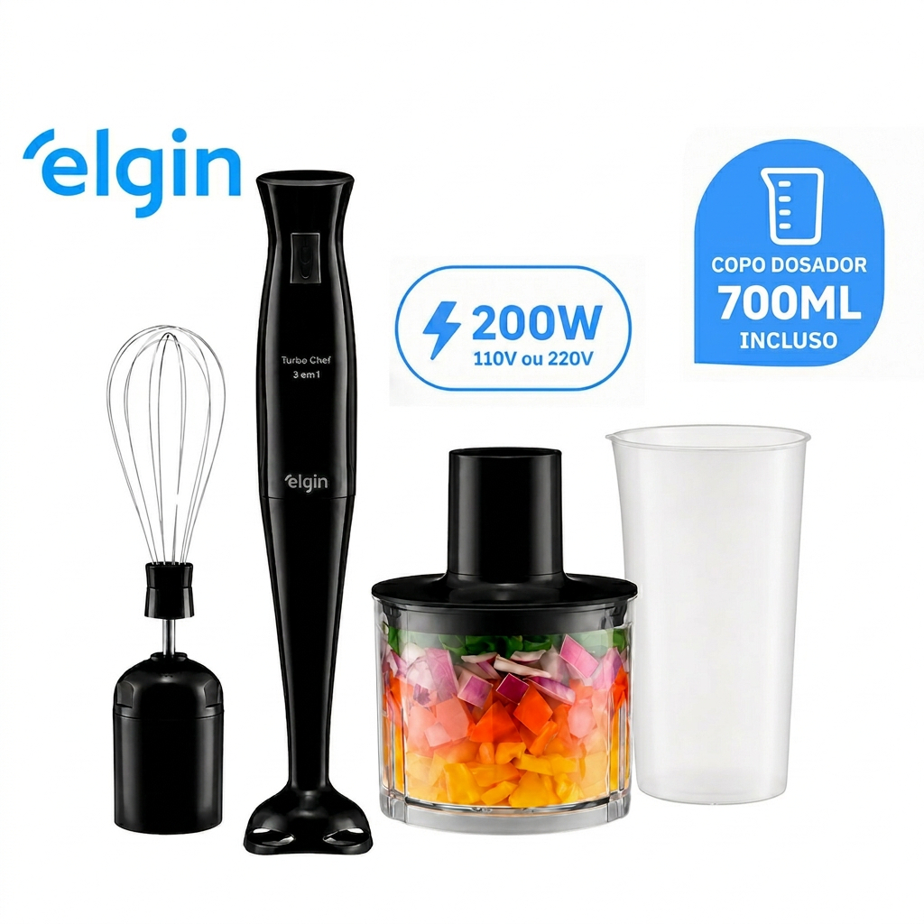 Mixer 3 Em 1 Elgin Triturador Misturador Inox 200W 110v ou 220v  de Potência