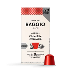 Cápsulas de Café Baggio Café Aroma Chocolate com Avelã, compatível com Nespresso, contém 20 cápsulas