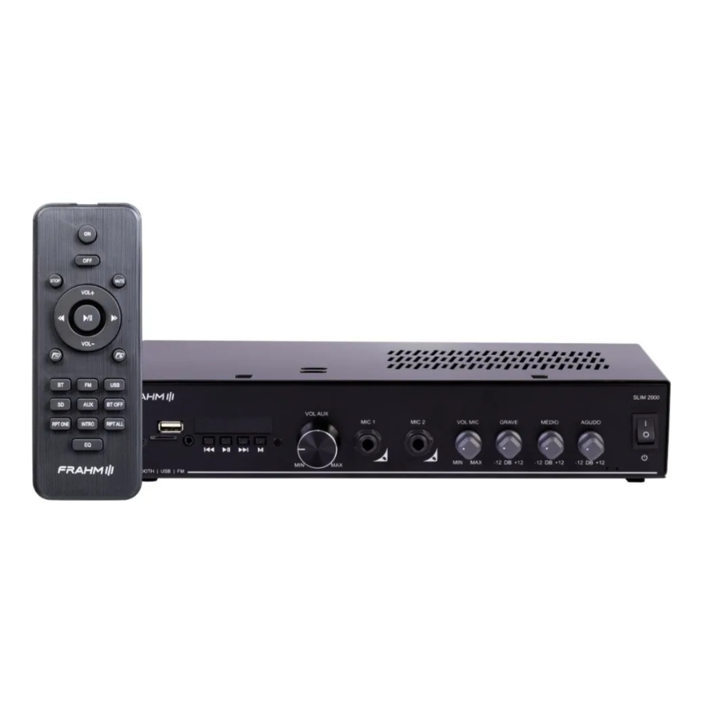 Amplificador Receiver Som Ambiente Frahm Slim 2000 G6 Bluetooth Bivolt 120W Rms