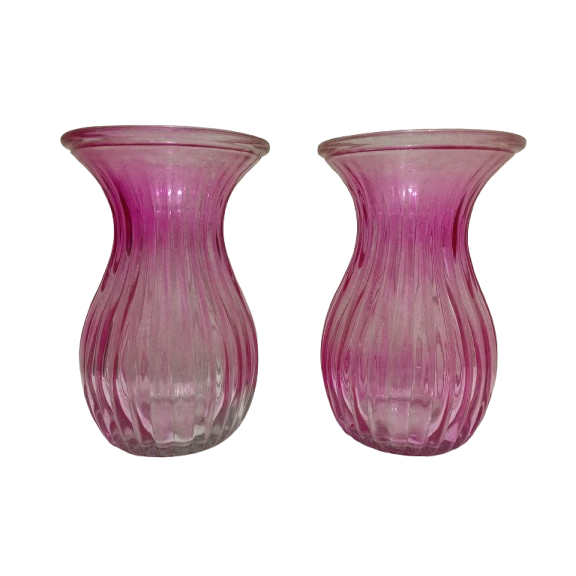 Antigo Par de Vasos de Vidro Cor de Uva